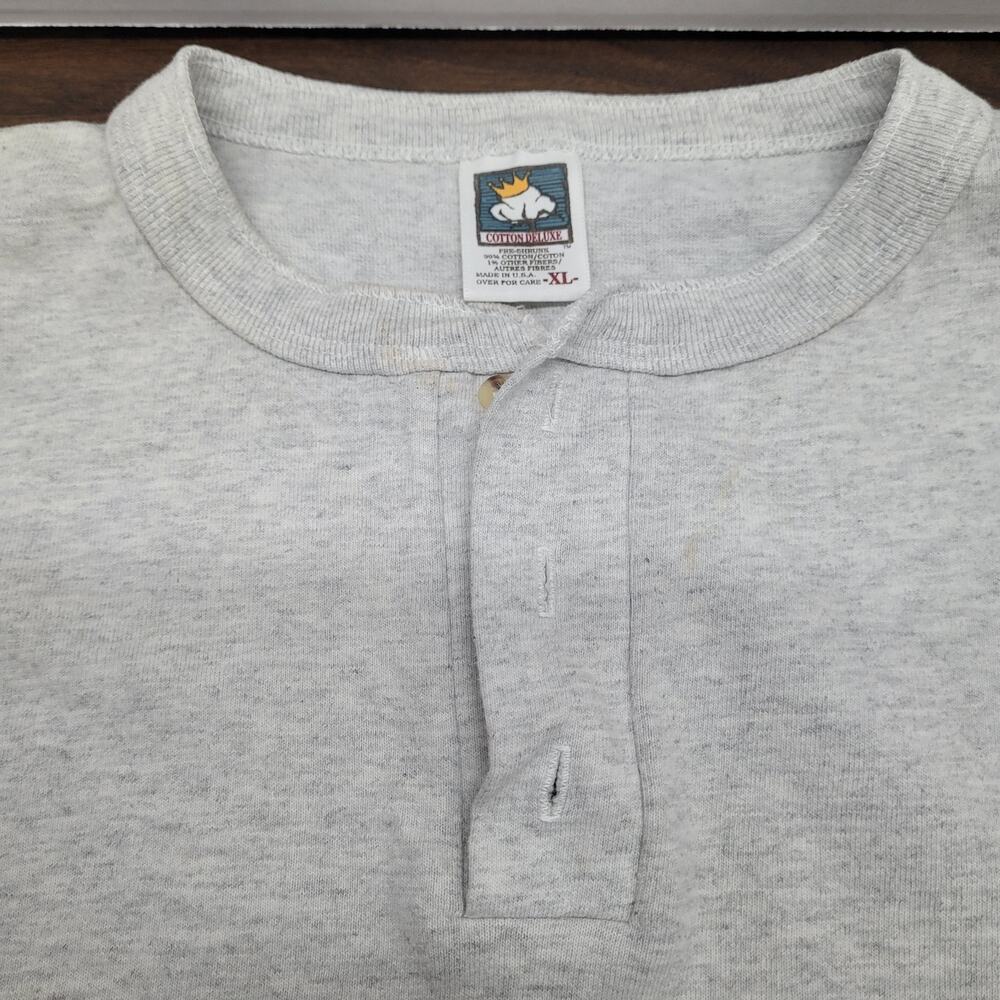 VTG Woody's Saloon Long Sleeve Henley Shirt Mens XL Gilbert MN Cotton Deluxe - Picture 6 of 11